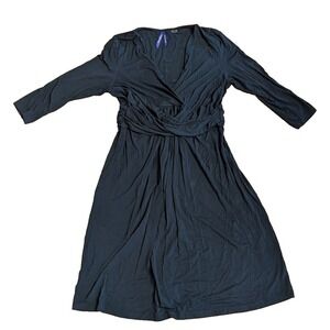 Seraphine Maternity Dress Navy Blue V-Neck 3/4 Sleeve Jersey Sz 12